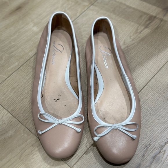Delman Shoes - Delman Pink and White Flats